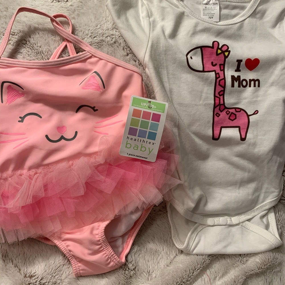 2 NEW 12 month size one piece girls